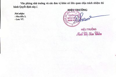 QUYẾT ĐỊNH V/v QUYẾT ĐỊNH KẾ HOẠCH LỰA CHỌN NHÀ THẦU CÔNG TRÌNH SÂN BÊ TÔNG TRƯỜNG MẦM NON NAM HOA